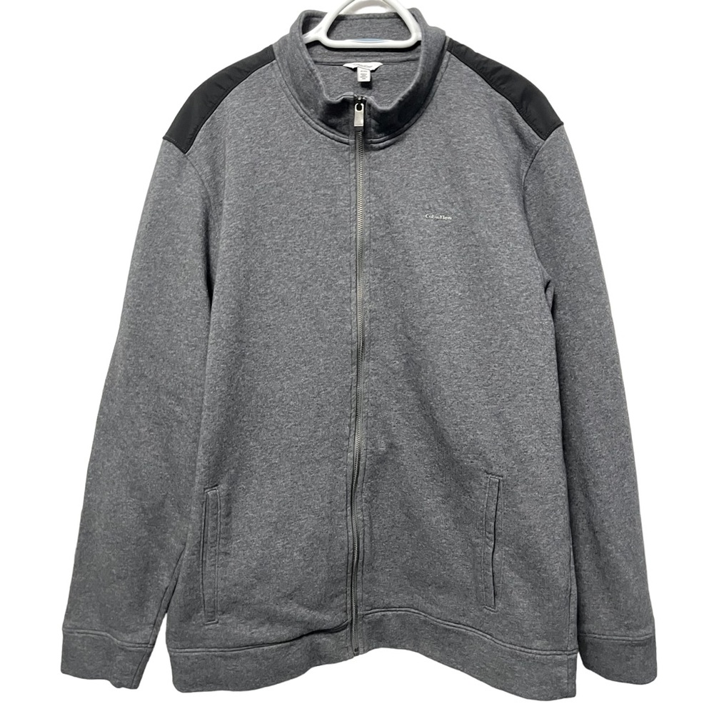 CALVIN KLEIN FULL ZIP LOGO SWEATSHIRT POCKET SWEATER JACKET FLEECE COAT COLLARED